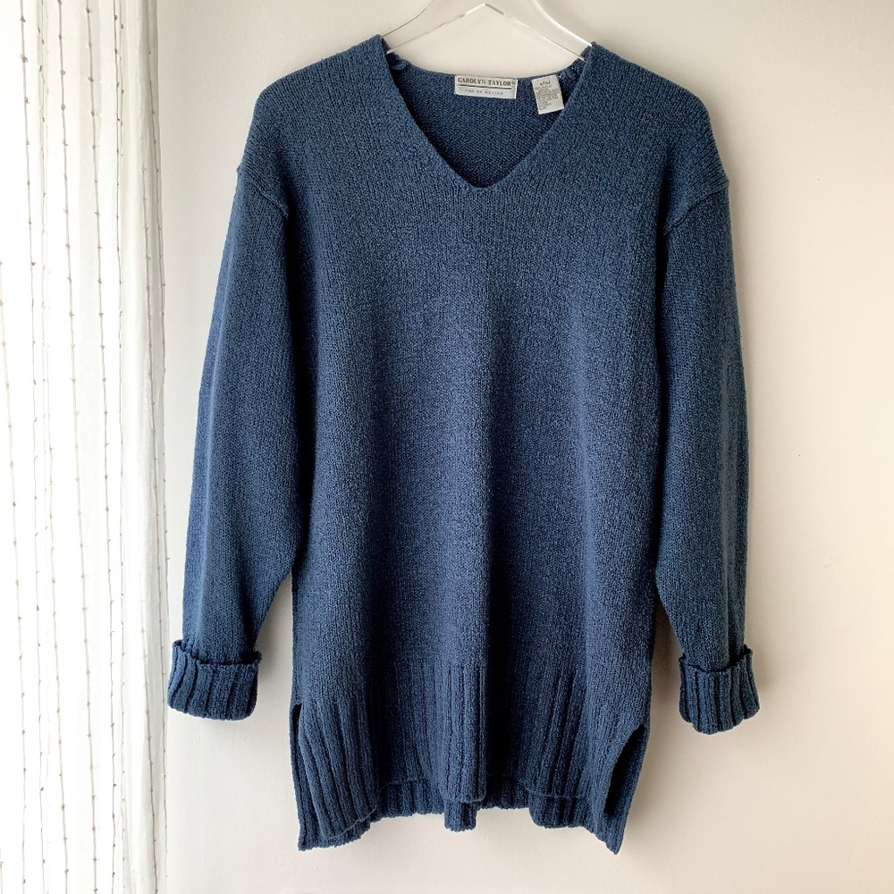 Carolyn Taylor Teal Blue Knit Sweater